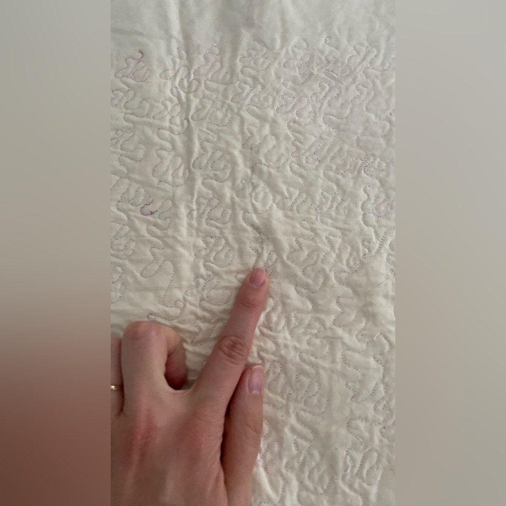 Quilted Handmade Table Runner Wildflower Pattern Beige Purple Green 41.5" X 21" - Picture 13 of 16